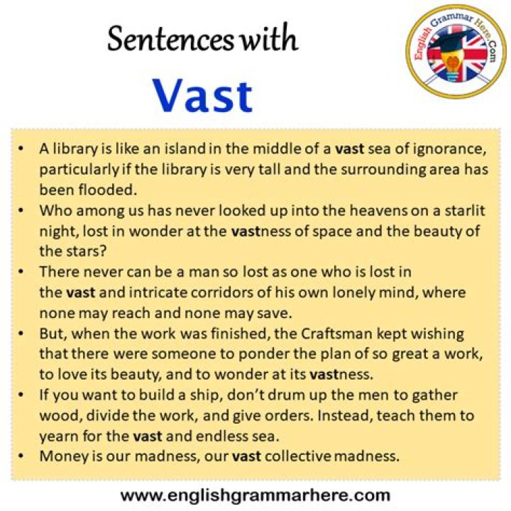 How do you use vast in a sentence?