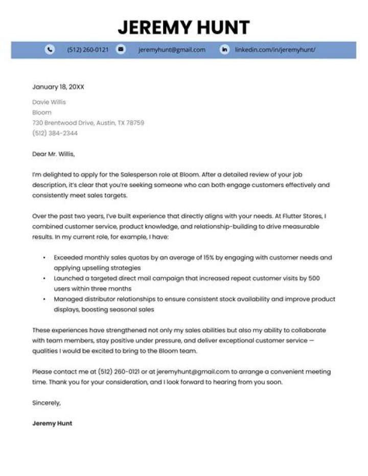 Should cover letters have bullet points?