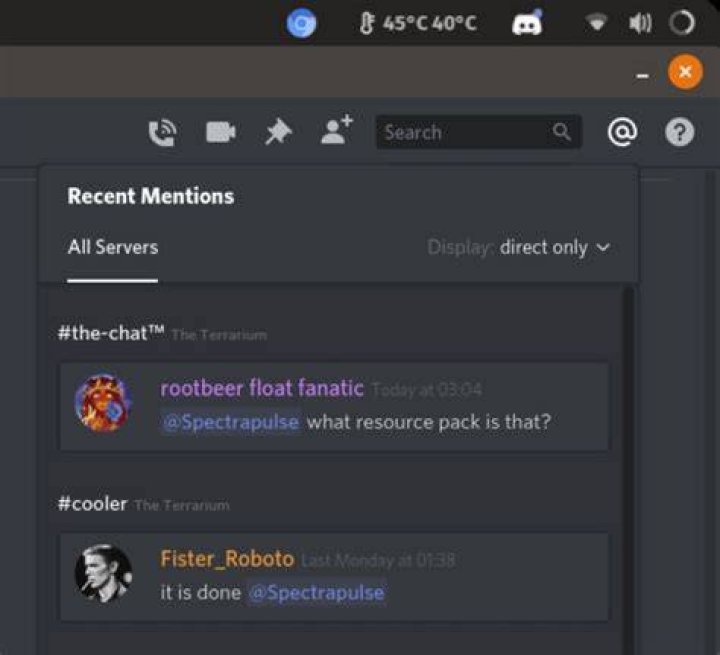 What is pinged in discord?